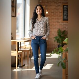 ba&sh Paris Lady Shirt – Animal Print Ruffle Blouse – Size 1 (Small/US 4-6